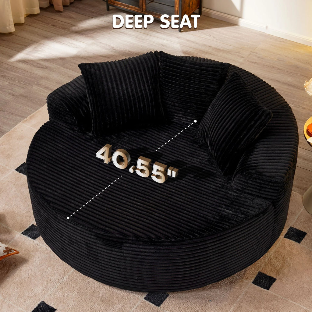 Ovios 58'' Oversized Chaise Lounge Indoor Chair Modern Cloud Floor Sofa Bed Comfy Upholstered Sleeper Couch Deep Seat Accent Reading Chair for Living Room, Bedroom, No Assembly, Black(Plush Corduroy)