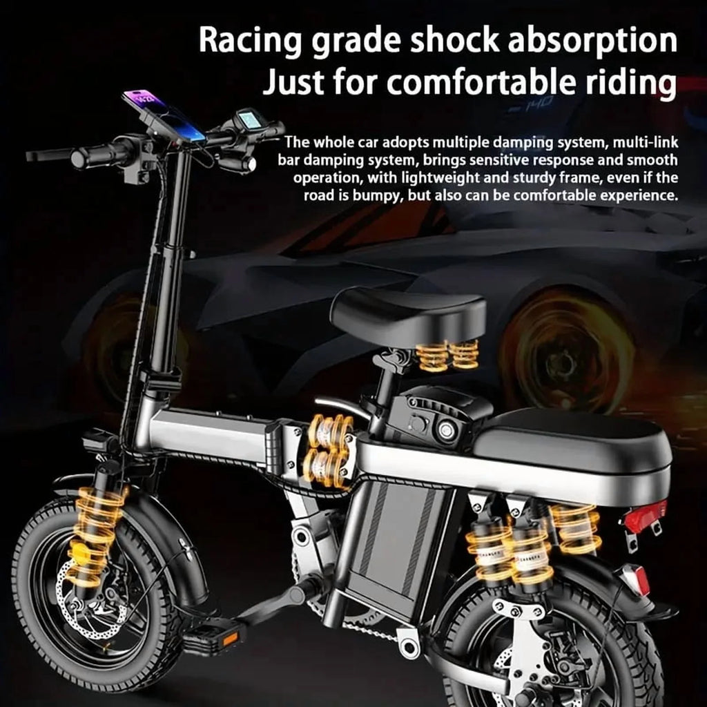 Folding Electric Bike for Adults, 500W 20MPH 32miles, 48V 15AH Removable Battery, Small City Commuting E - Bike with Full Suspension, LCD Display