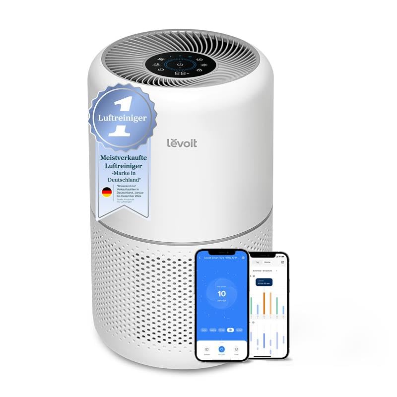 LEVOIT EverestAir Luftreiniger: Große Räume, Allergiker, Smart WiFi, Alexa, Leise 26dB