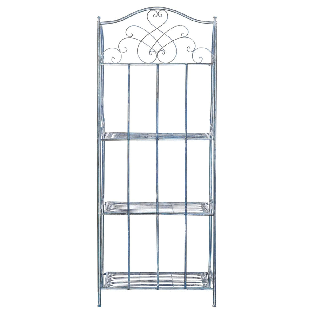 Safavieh Amaris Victorian Wrought Iron 4 - Tier Outdoor Bakers Rack. - 25 In. W x 15 In. D x 63 In. H Antique Blue