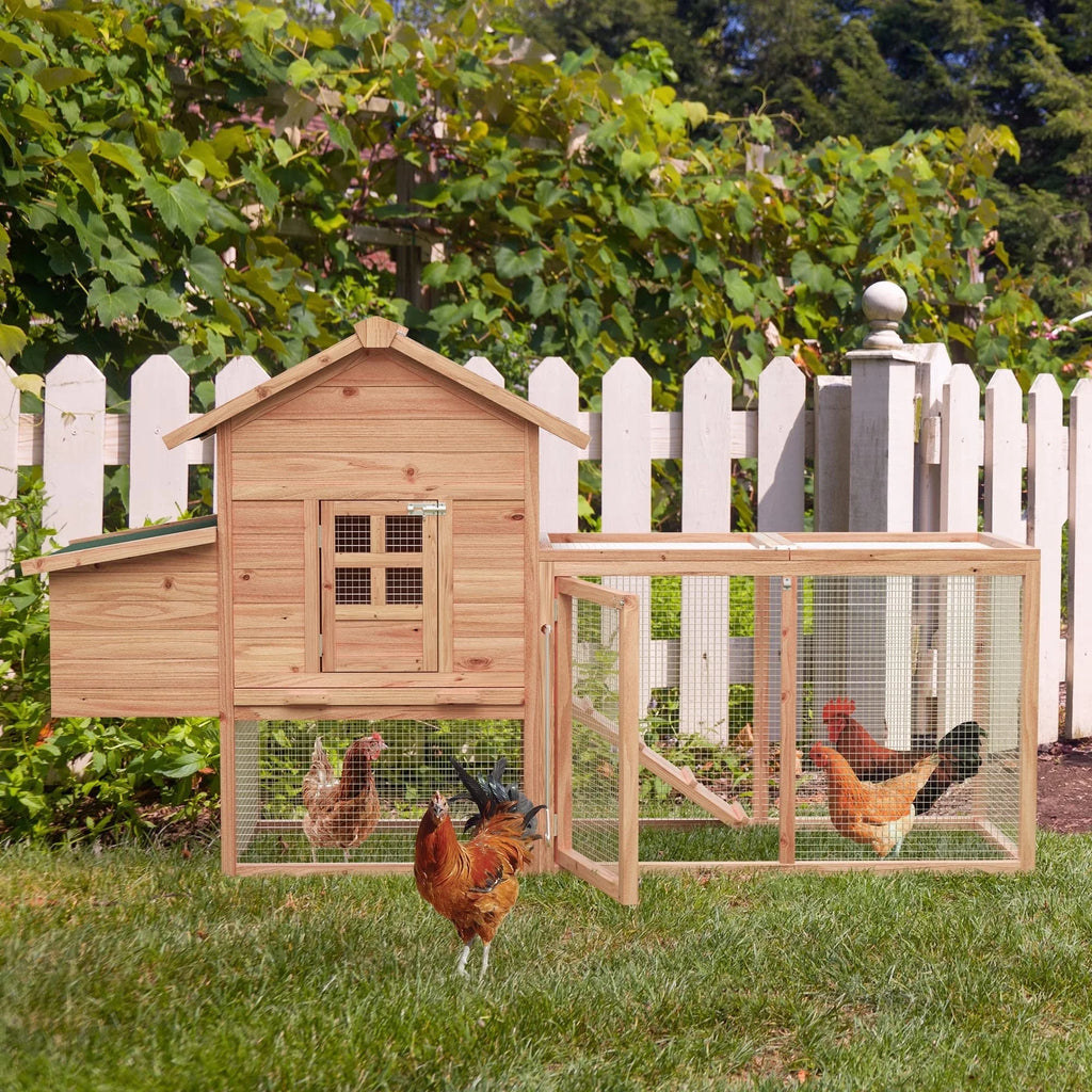 Gaildon Large Removable Chicken Coop for 4 - 5 Chickens, with 2 Story Poultry Cage, Nesting Box, Pull Out Trays, Brown