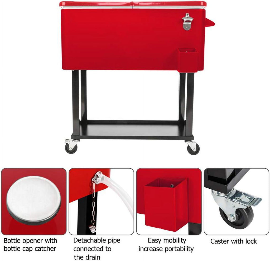 HEYWU 80 Quart Ice Chest Water Cooler with Bottle Opener, Milk White