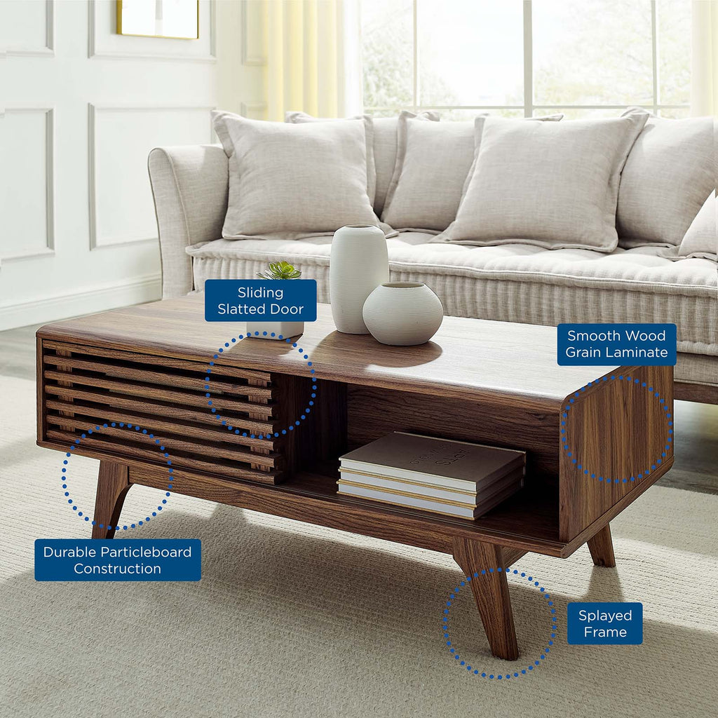 Coffee Table, Wood, Brown Walnut, Modern Contemporary Urban Design, Living Lounge Room Hotel Lobby Hospitality