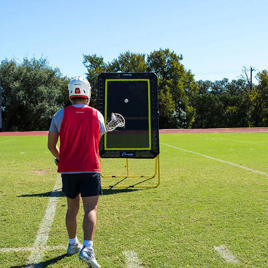 Champion Sports XL Deluxe Lacrosse Target: Ball Return Bounce Back Net Set for Professional, College and Grade School Training & Drills - 6' x 4' Rebound Area