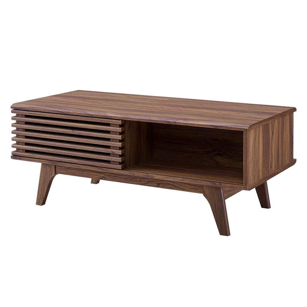 Coffee Table, Wood, Brown Walnut, Modern Contemporary Urban Design, Living Lounge Room Hotel Lobby Hospitality