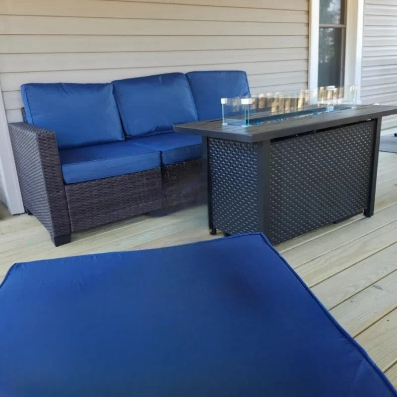45 in Propane Fire Pit Table, 50000 BTU Gas Fire Pits Table with Lid & Lava Rock & Waterproof Cover, Outdoor Propane Firepit for Dining or Party, Outside, Patio, Garden, Yard