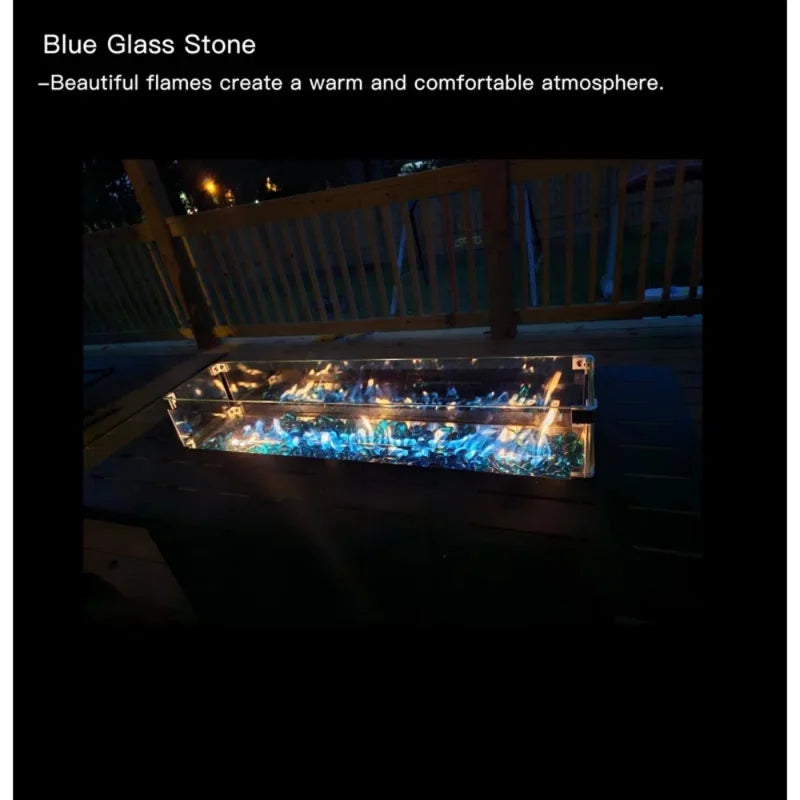 45 in Propane Fire Pit Table, 50000 BTU Gas Fire Pits Table with Lid & Lava Rock & Waterproof Cover, Outdoor Propane Firepit for Dining or Party, Outside, Patio, Garden, Yard