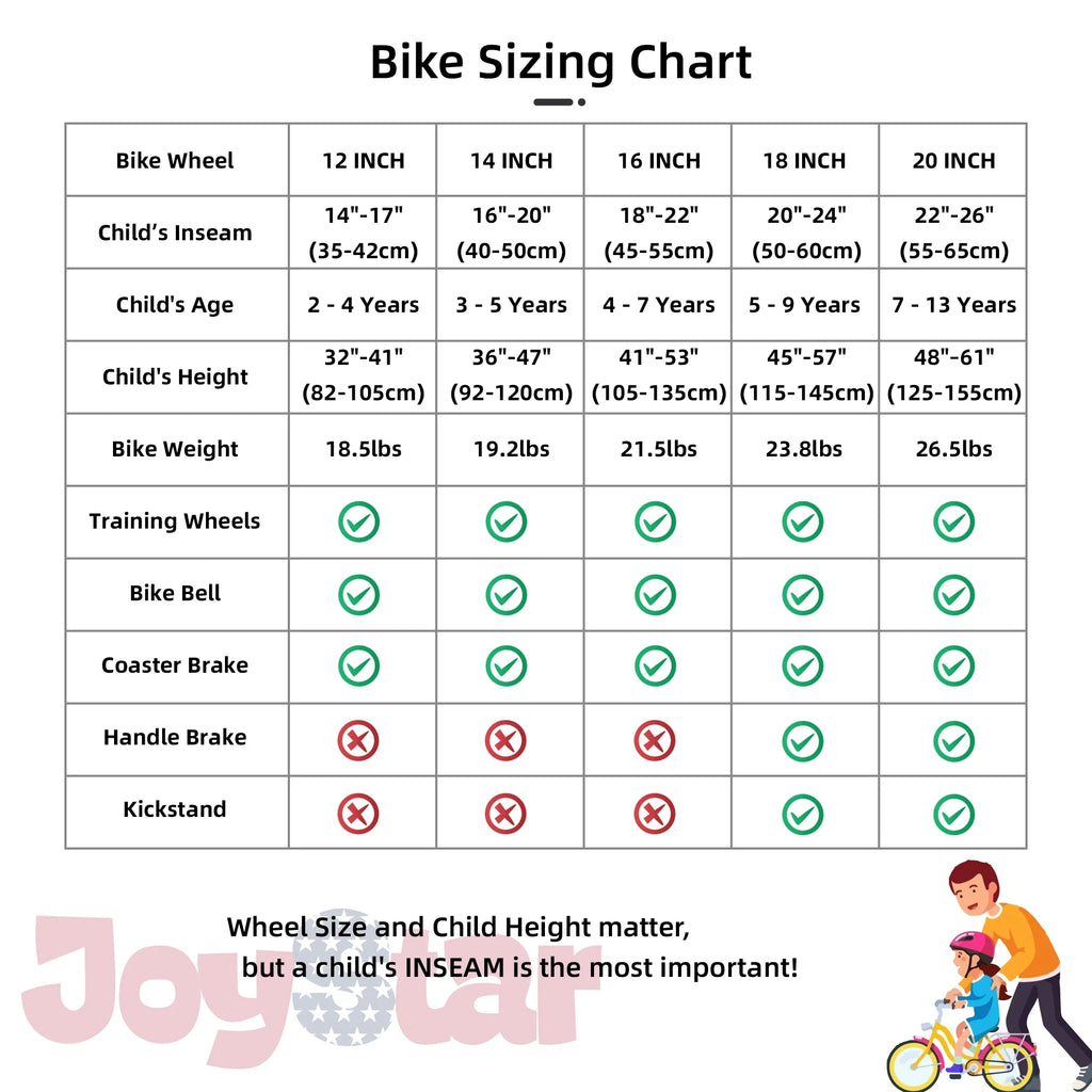JOYSTAR Kids Bike for Ages 2 - 12 Years Old Boys Girls, 12 - 20 in BMX Style Kid'S Bikes, Multiple Colors