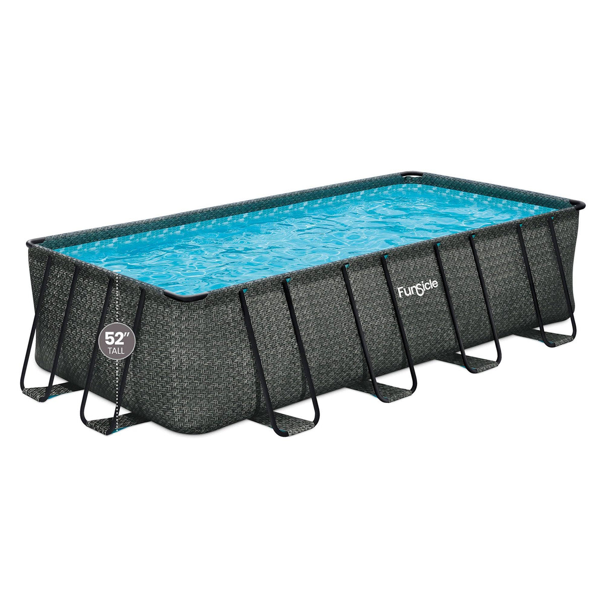 Funsicle 18' x 9' x 52" Oasis Rectangle Outdoor Above Ground Swimming Pool, Gray