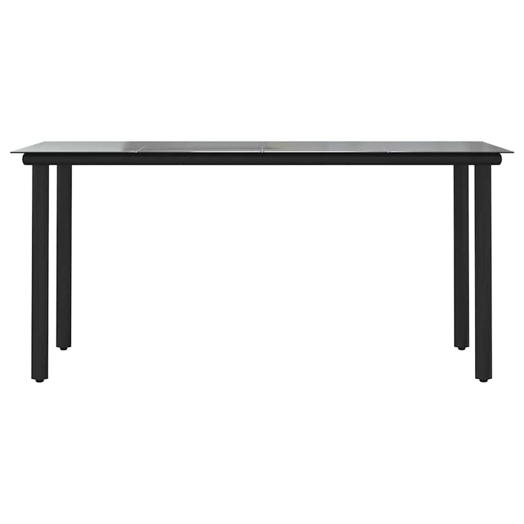 Vidaxl 7 Piece Patio Dining Set with Cushions Black Poly Rattan Glass