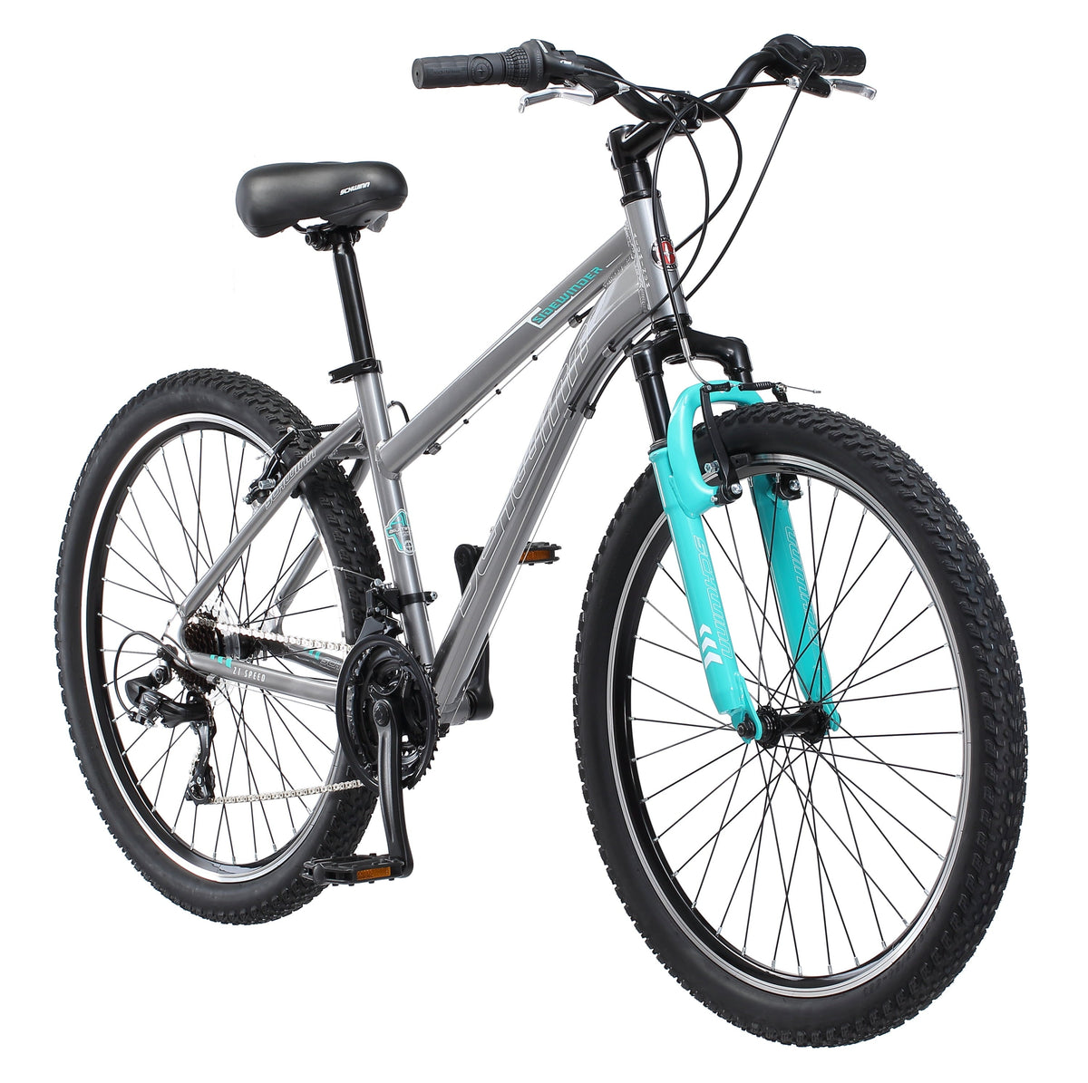 Sidewinder Mountain Bike. 26-inch wheels. womens frame. silver/blue