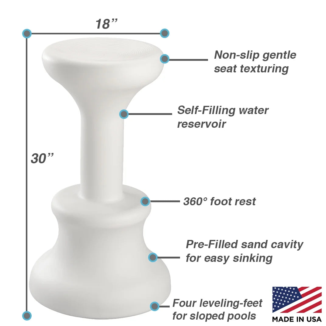 Dunn - Rite Products Made in USA Submersible Swim up Pool Stools for Underwater Use, Bar Stool for Inside Pool and Patio Deck Seating, 24 in (1 Stool)