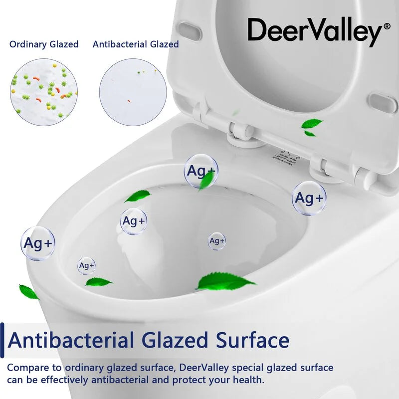 Deervalley Symmetry DV - 1F52807 One Piece Toilets 1.28 GPF Single Flush Elongated Toilet, Ceramic Compact Toilet in White