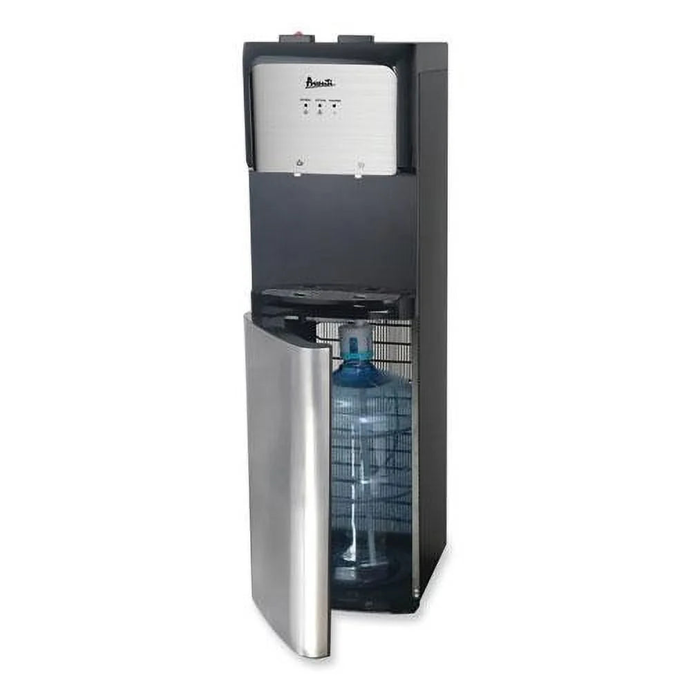 Avanti Bottom Loading Water Dispenser with UV Light, 3 to 5 Gal, 41.25 H, Black/Stainless Steel