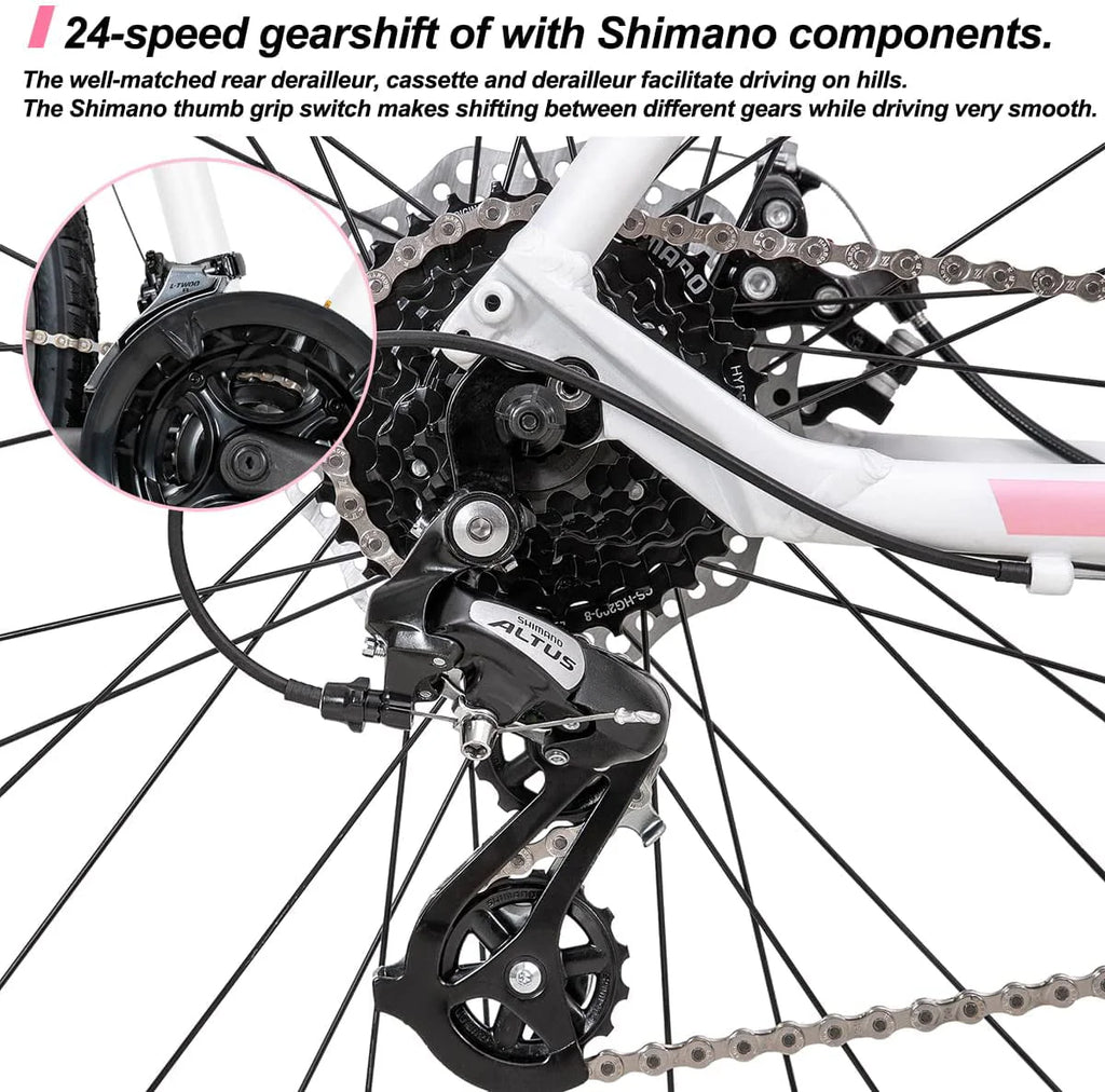 Hiland 700C Hybrid Bicycle Aluminum Shimano 24 Speeds with Lock - Out Suspension Fork Disc Brake City Commuter Comfort Bike