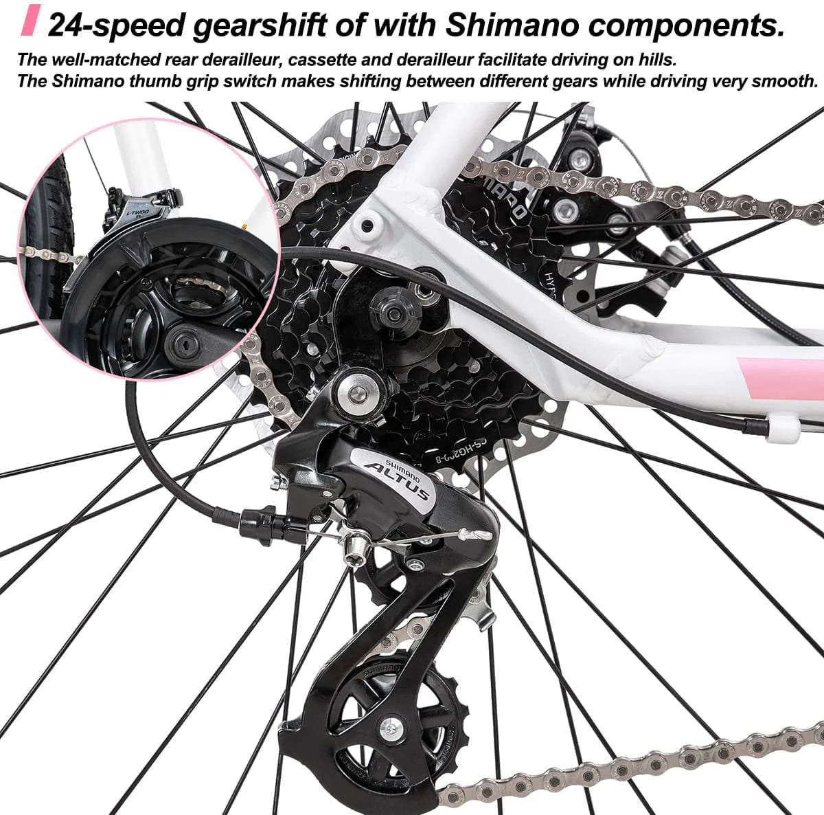Hiland 700C Hybrid Bicycle Aluminum Shimano 24 Speeds with Lock - Out Suspension Fork Disc Brake City Commuter Comfort Bike