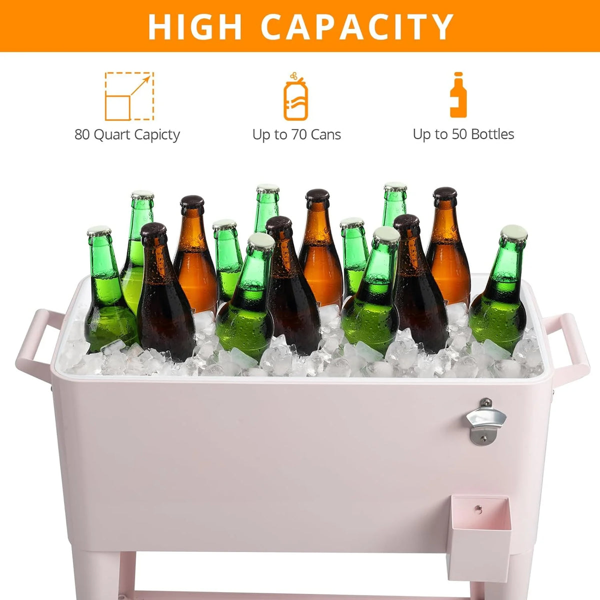 HEYWU 80 Quart Ice Chest Water Cooler with Bottle Opener, Milk White