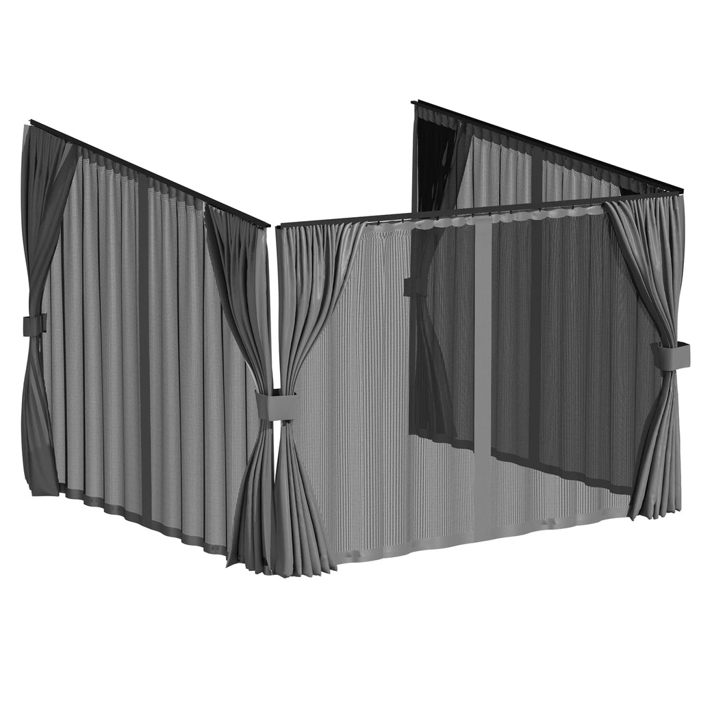 AECOJOY Outdoor Gazebo Privacy Curtains & Mosquito Netting with Zipper, Replacement Universal 4-Panel Sidewalls