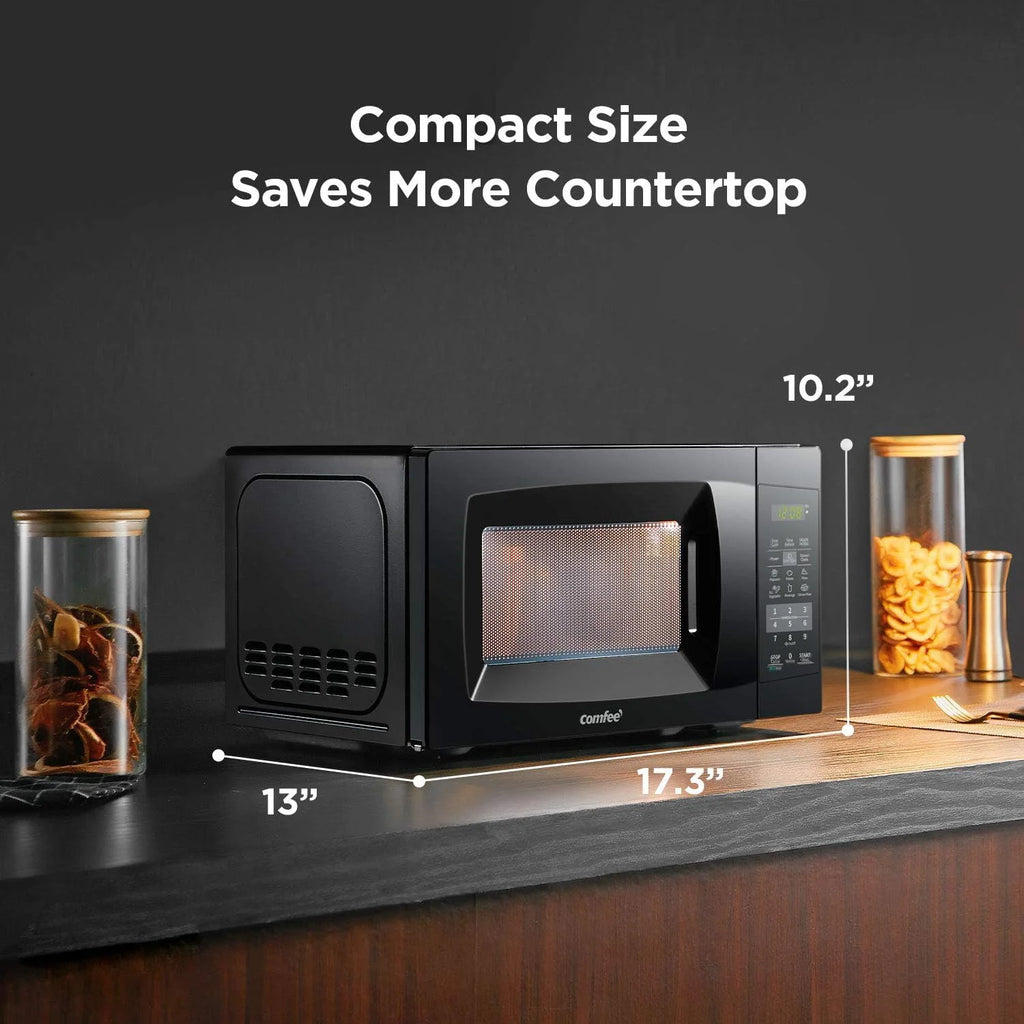 Countertop Microwave with Sound on/Off, Eco Mode, and Convenient One - Touch Button, 0.7 Cubic Foot, White