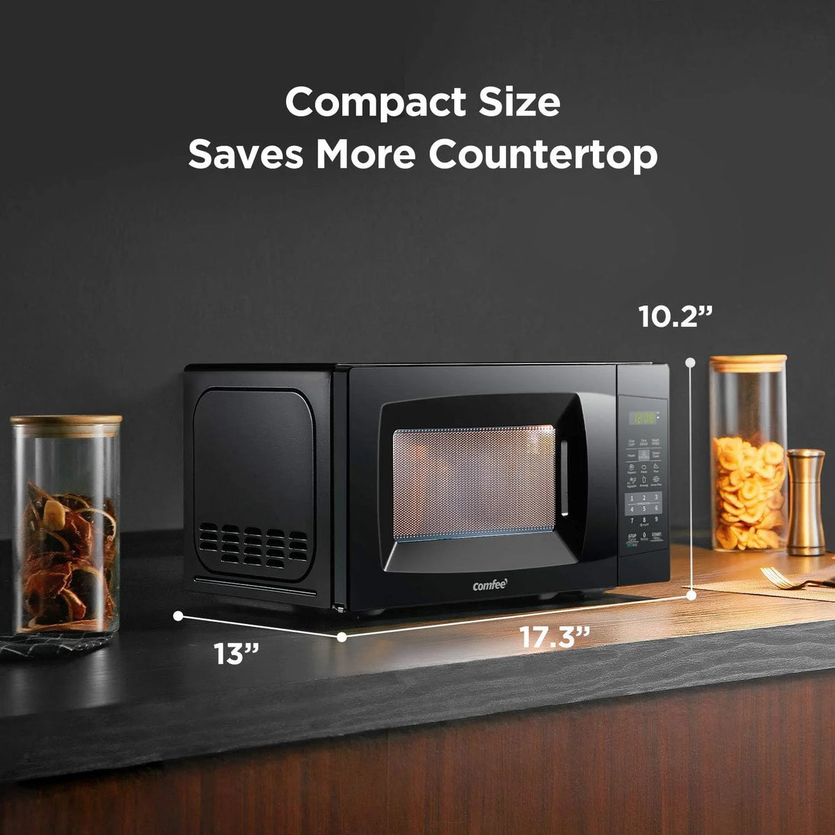 Countertop Microwave with Sound on/Off, Eco Mode, and Convenient One - Touch Button, 0.7 Cubic Foot, White