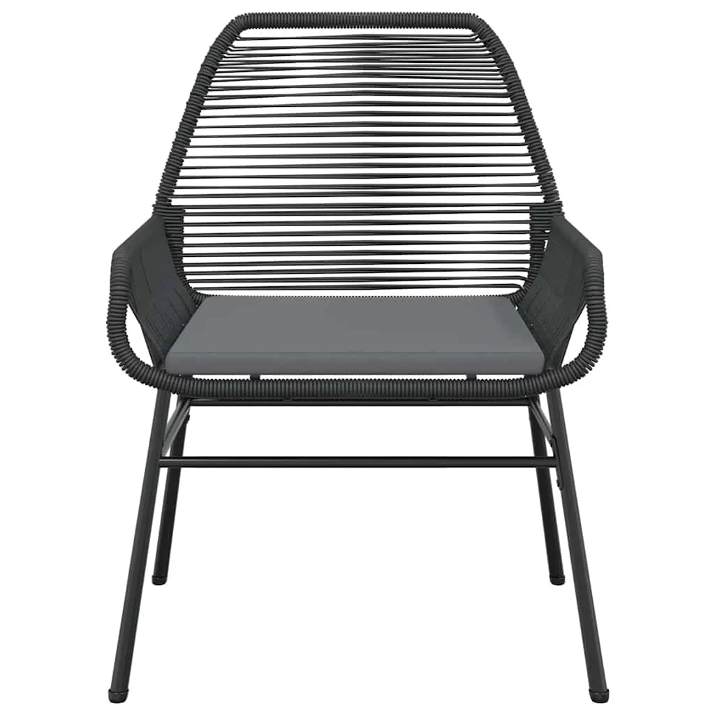 Vidaxl 7 Piece Patio Dining Set with Cushions Black Poly Rattan Glass