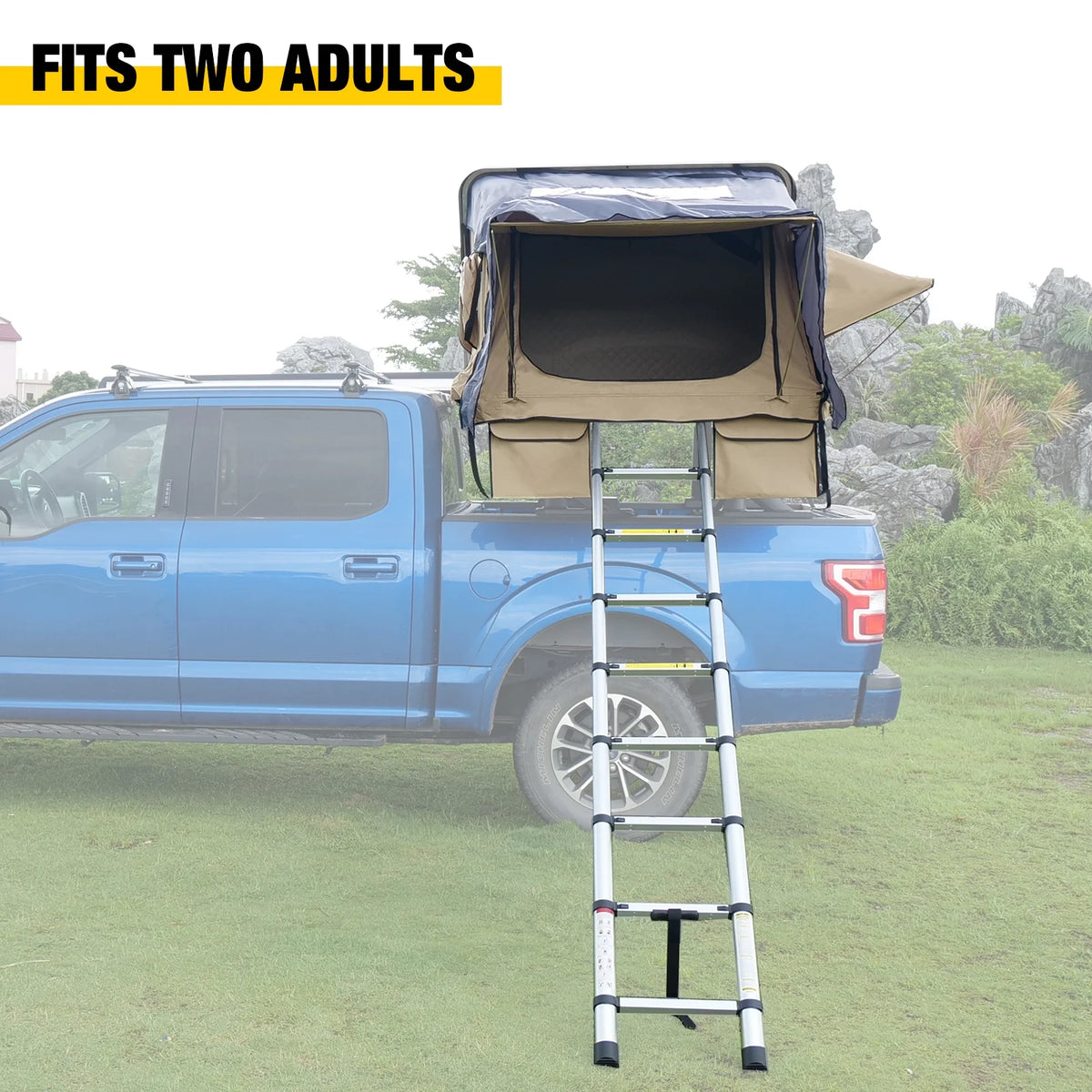 WOLFSTORM Hardshell Rooftop Tent, 2 - 3 Person, Khaki, Waterproof, 143.3 lb