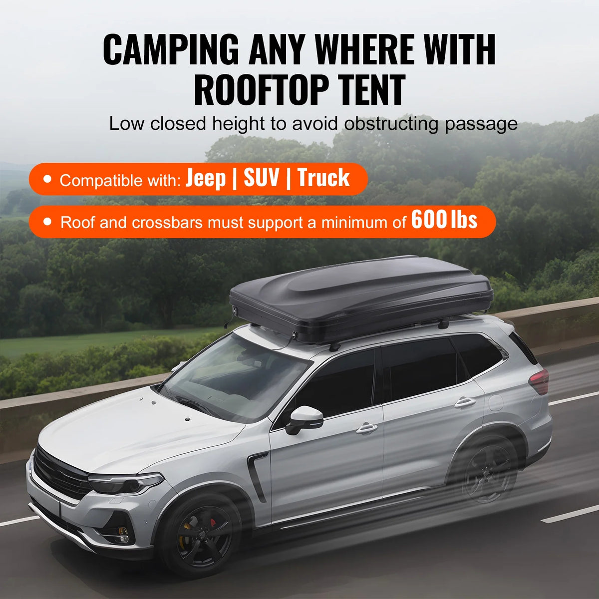 KFFKFF Hard Shell Rooftop Tent, Naturnest Model for 2 - 3 People, Includes Thick Mattress and Telescopic Ladder, Waterproof and Windproof, Suitable for Jeep, SUV, Van, and Pickup Trucks
