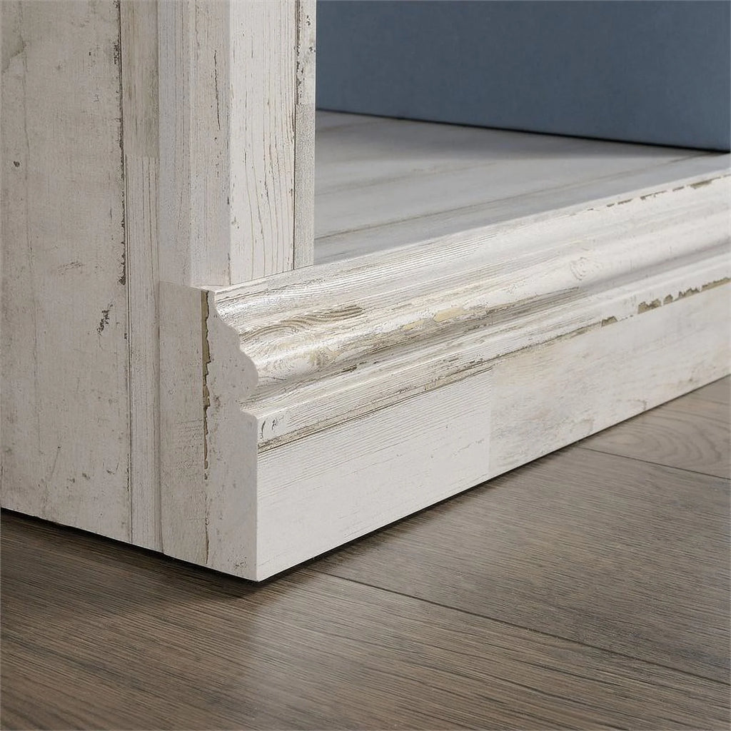 Pemberly Row Contemporary 5 - Shelf Tall Wood Bookcase in White Plank