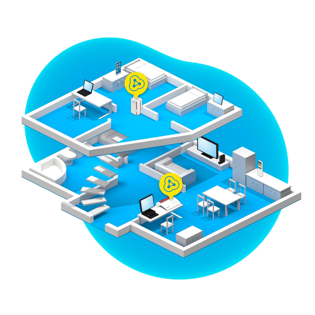 FRITZ!Powerline 1240E/1000E Set – WLAN & 1.200 MBit/s für Streaming & NASo
