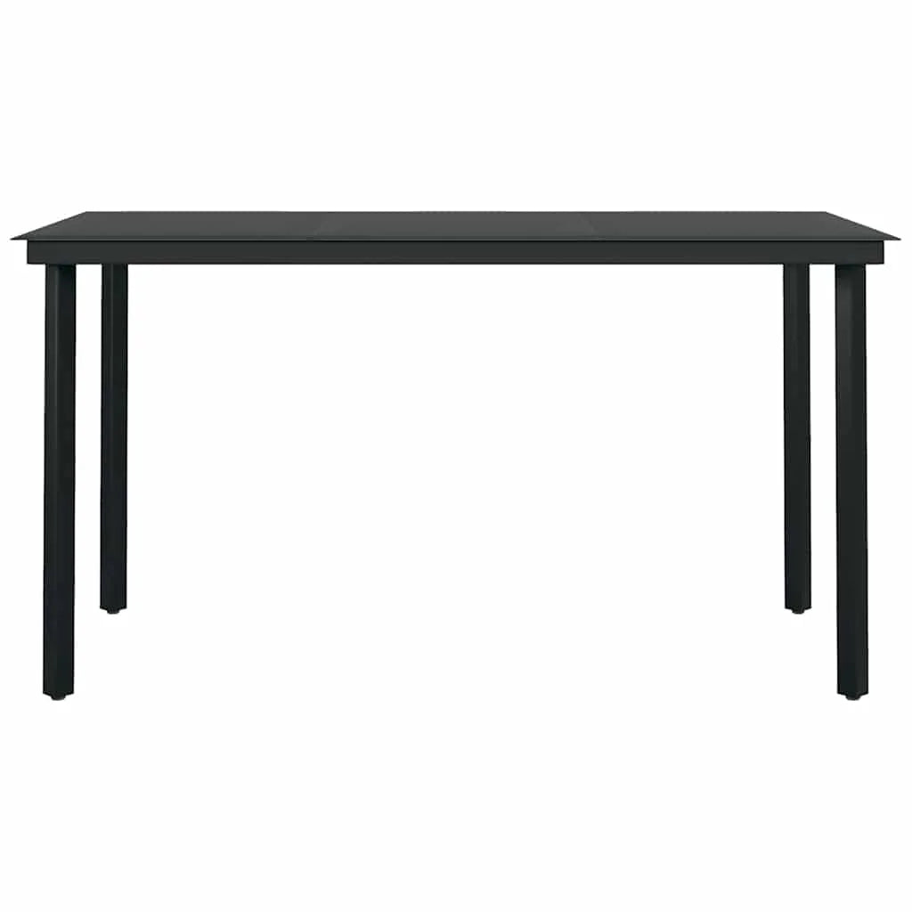 Vidaxl 7 Piece Patio Dining Set with Cushions Black Poly Rattan Glass