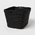 Square Braided Rafia Basket Black - Brightroom