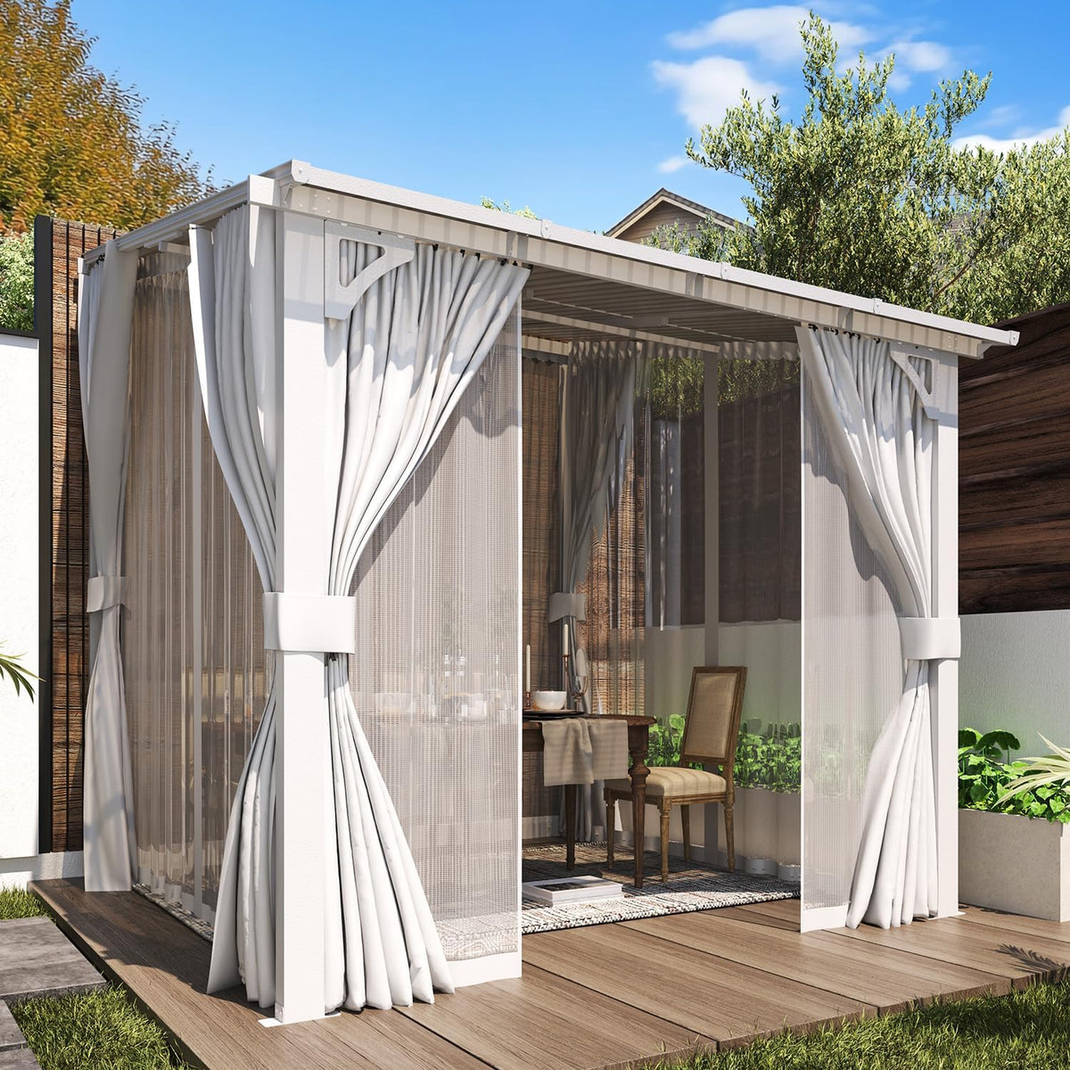 AECOJOY Outdoor Gazebo Privacy Curtains & Mosquito Netting with Zipper, Replacement Universal 4-Panel Sidewalls