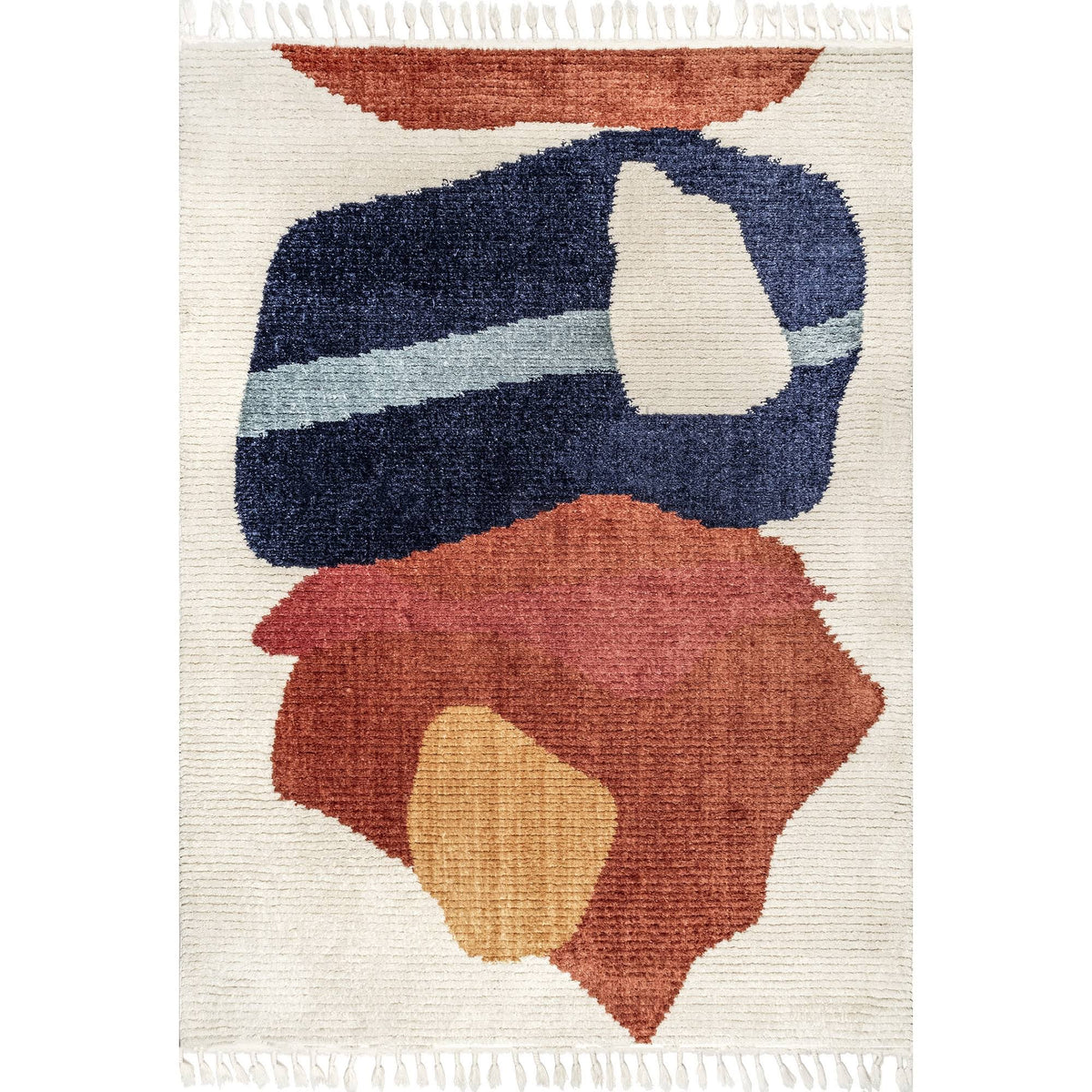 nuLOOM Ashton Shaggy Contemporary Abstract Tassel Area Rug - Beige 5x7