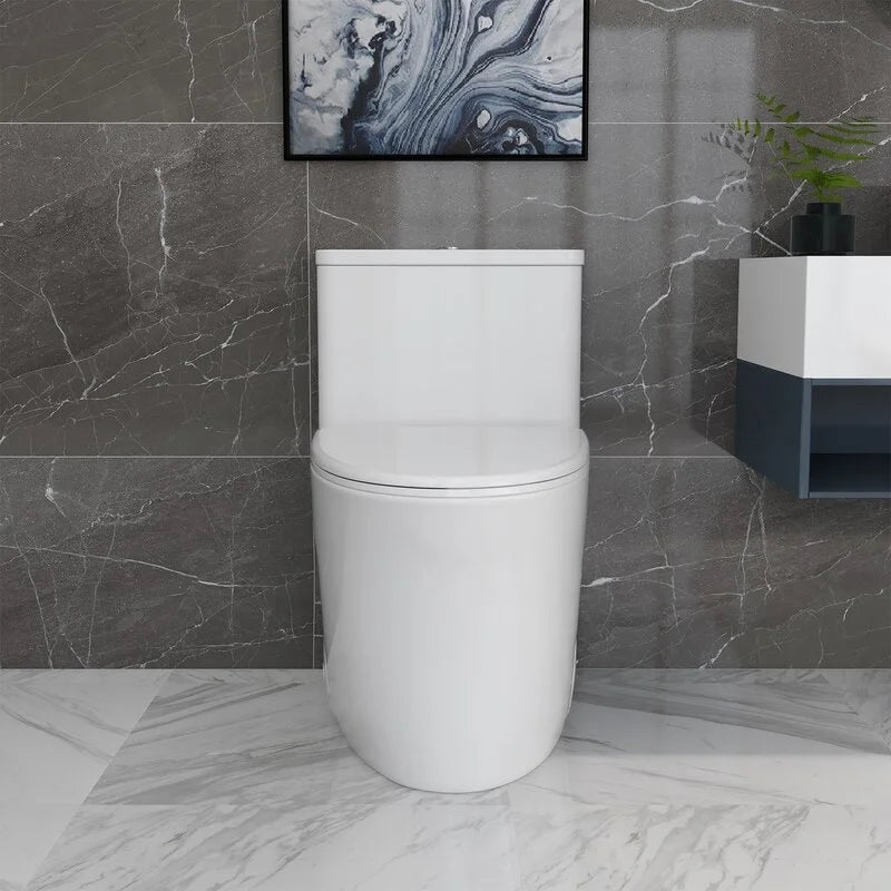 Deervalley Symmetry DV - 1F52807 One Piece Toilets 1.28 GPF Single Flush Elongated Toilet, Ceramic Compact Toilet in White