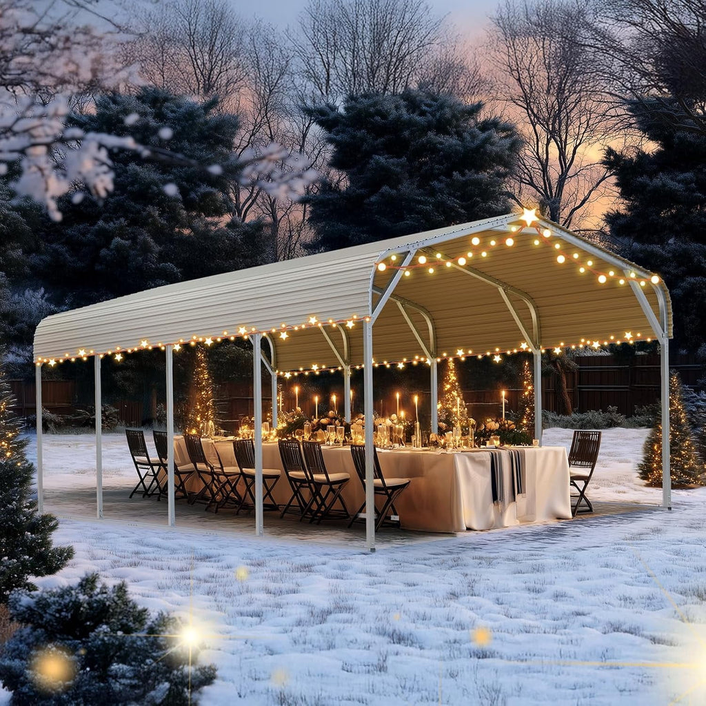 Quictent 12x20 Ft Metal Roof Carport Kits Hard Top Garage Heavy Duty Steel Car Canopy