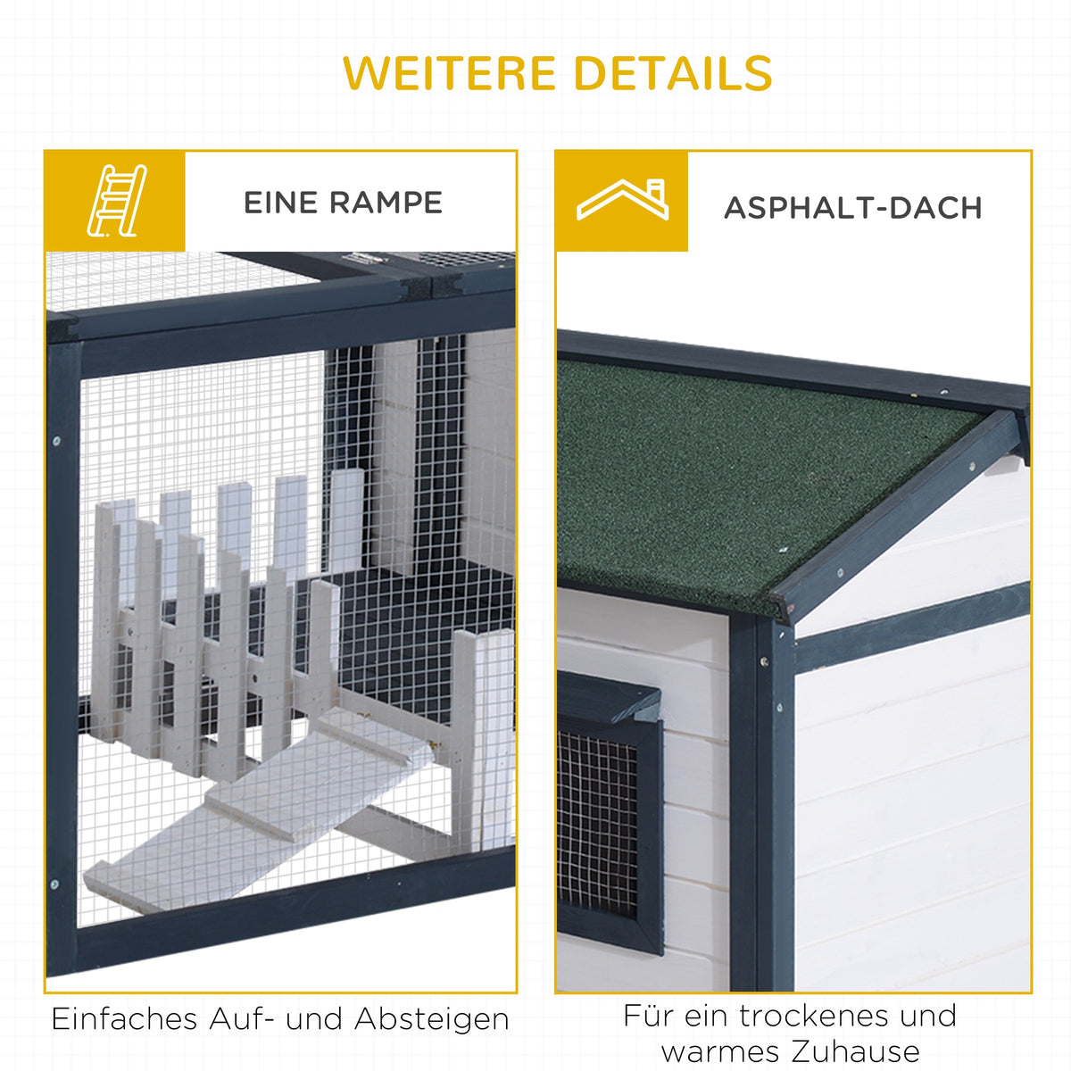 PawHut Kleintierstall mit Freigehege wetterbeständig Tannenholz Grün + Weiß