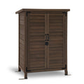 Mcombo Outdoor Wood Storage Cabinet, Small Size Garden Wooden Tool Shed with Double Doors 0985