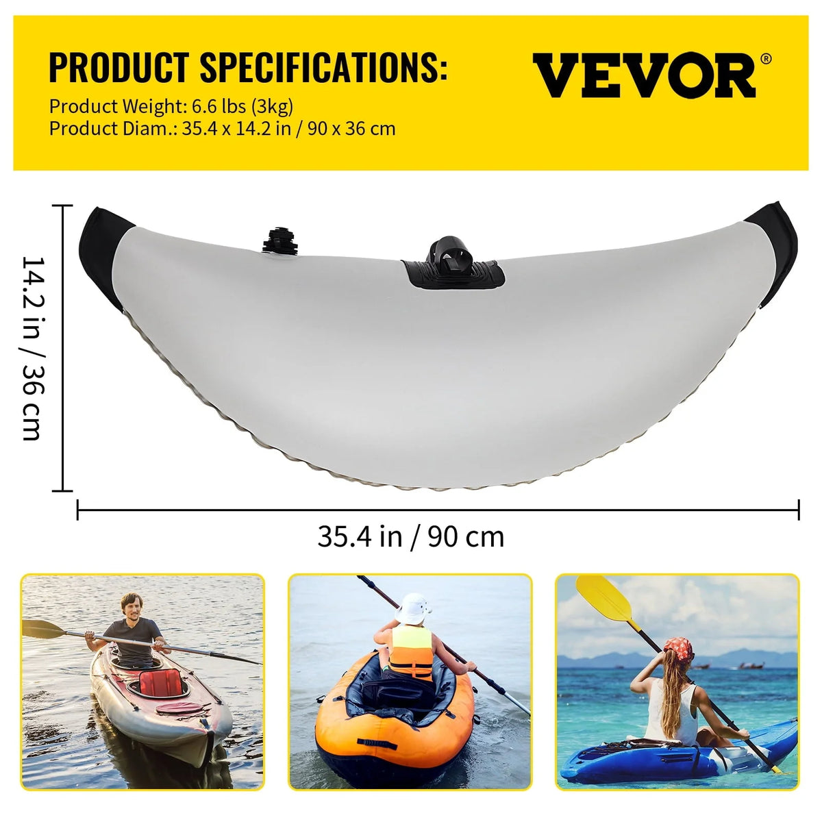 VEVOR Kayak Outrigger Stabilizer, 2 Pcs, PVC Inflatable Outrigger Float with Sidekick Arms Rod, Standing Float Stabilizer System Kit for Kayaks, Canoes, Fishing Boats
