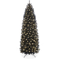Best Choice Products 9ft Pre-Lit Black Artificial Christmas Tree, Holiday Pencil Tree w/ 500 Incandescent Lights, Base