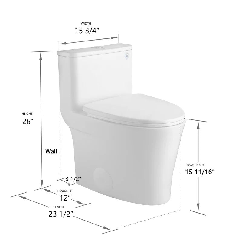 Deervalley Symmetry DV - 1F52807 One Piece Toilets 1.28 GPF Single Flush Elongated Toilet, Ceramic Compact Toilet in White