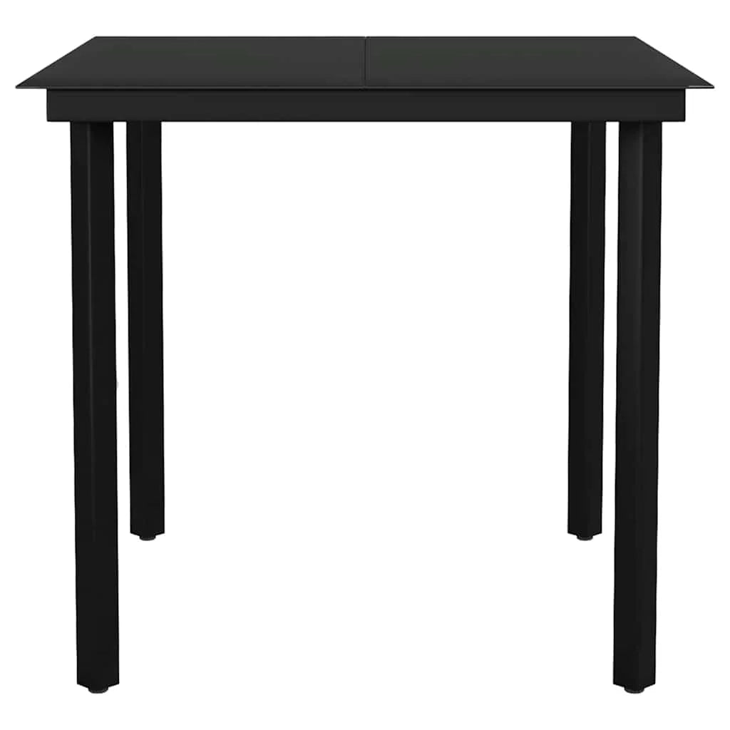 Vidaxl 7 Piece Patio Dining Set with Cushions Black Poly Rattan Glass