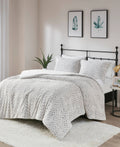 Madison Park Adelyn Brushed Faux Fur Down-Alternative Comforter Set, White, King