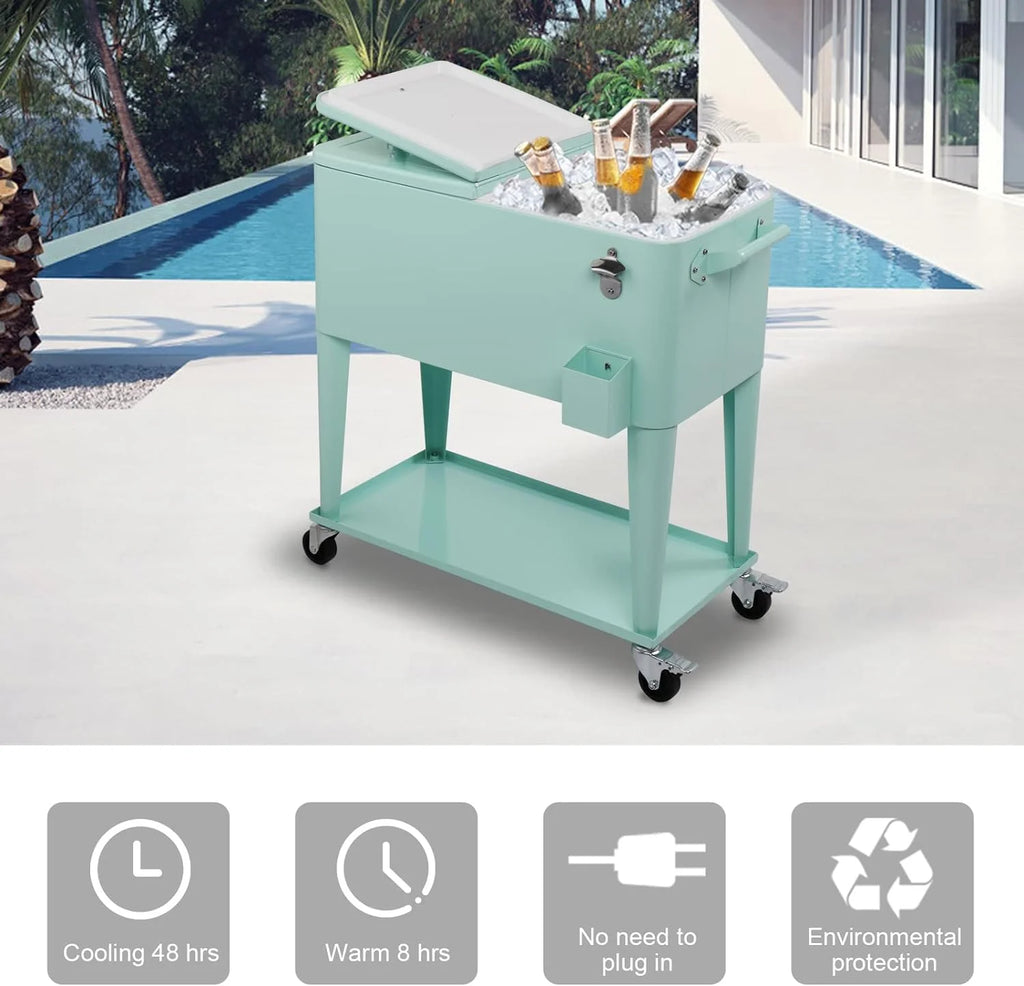 HEYWU 80 Quart Ice Chest Water Cooler with Bottle Opener, Milk White