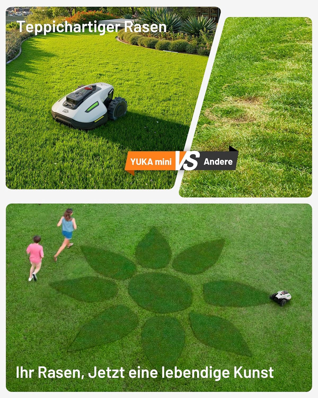 MAMMOTION YUKA Mini 500 Robotic Lawnmower, No Boundary Cable, 4G, Auto Mapping, 500m², 50% Incline