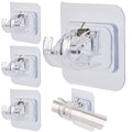 No Drill Curtain Rod Brackets 4 Pcs Curtain Rod Holder Self-Adhesive Curtain Rod Mount Adjustable Curtain Rod Hooks Nail Free Curtain Hangers for