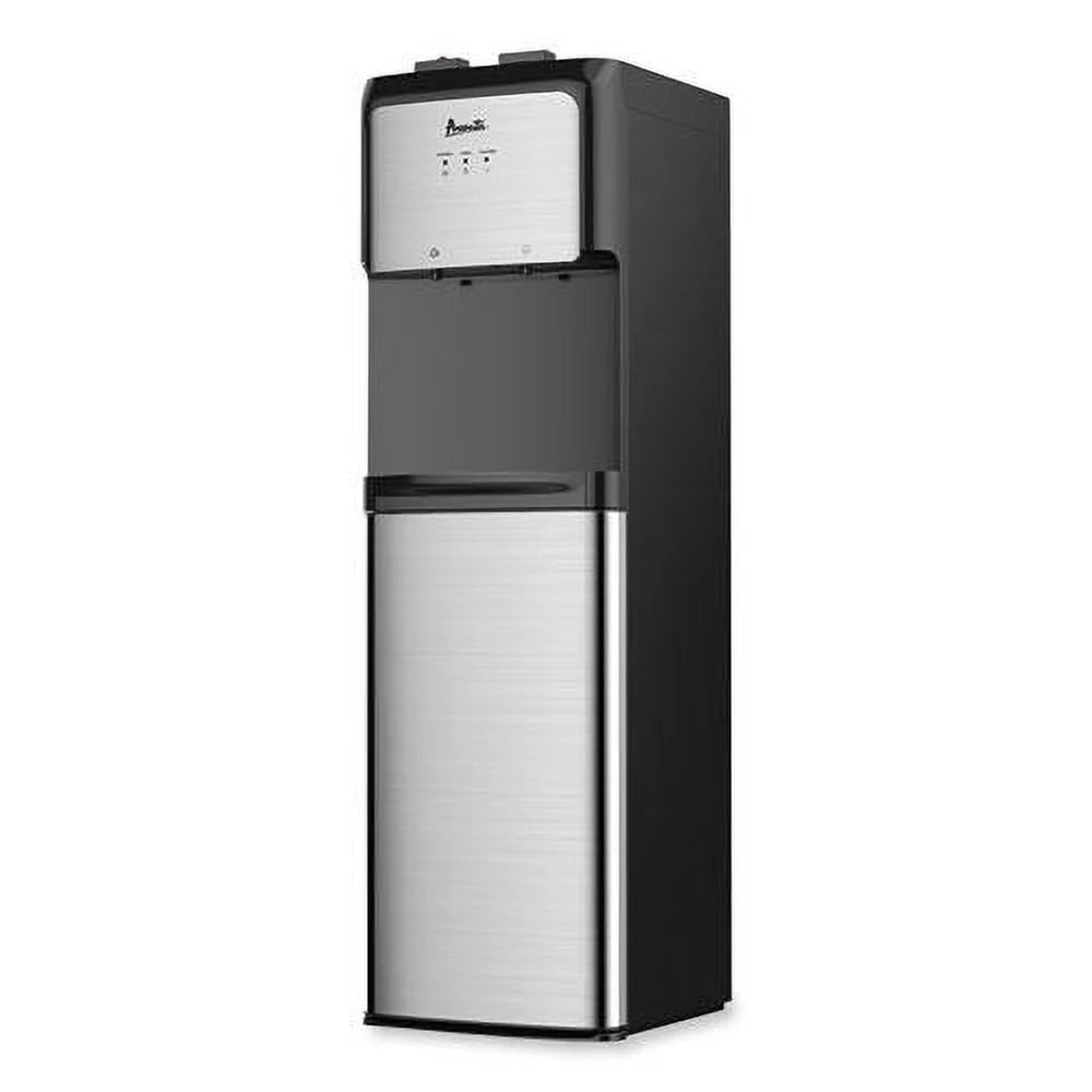 Avanti Bottom Loading Water Dispenser with UV Light, 3 to 5 Gal, 41.25 H, Black/Stainless Steel