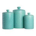 10 Strawberry Street Tide Embossed 3 Piece Ceramic Canister Set (Blue)