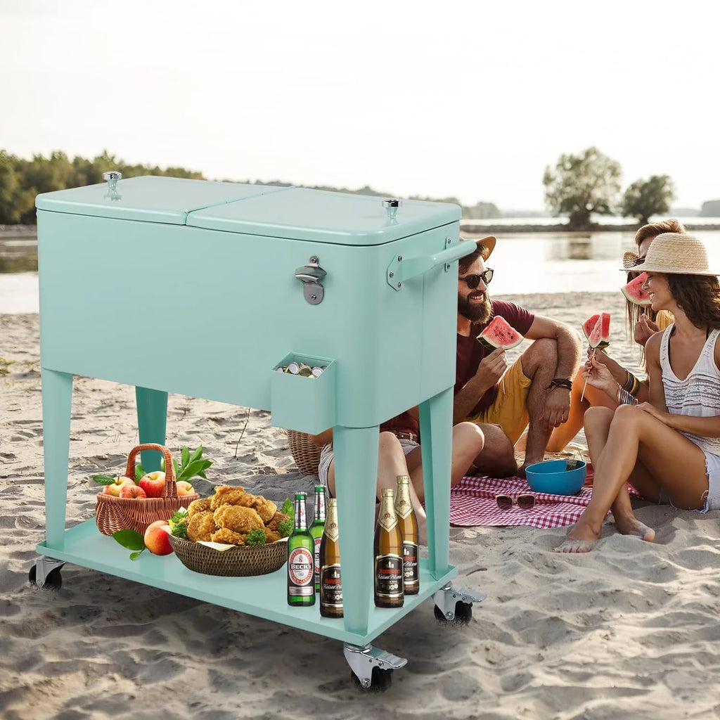 HEYWU 80 Quart Ice Chest Water Cooler with Bottle Opener, Milk White