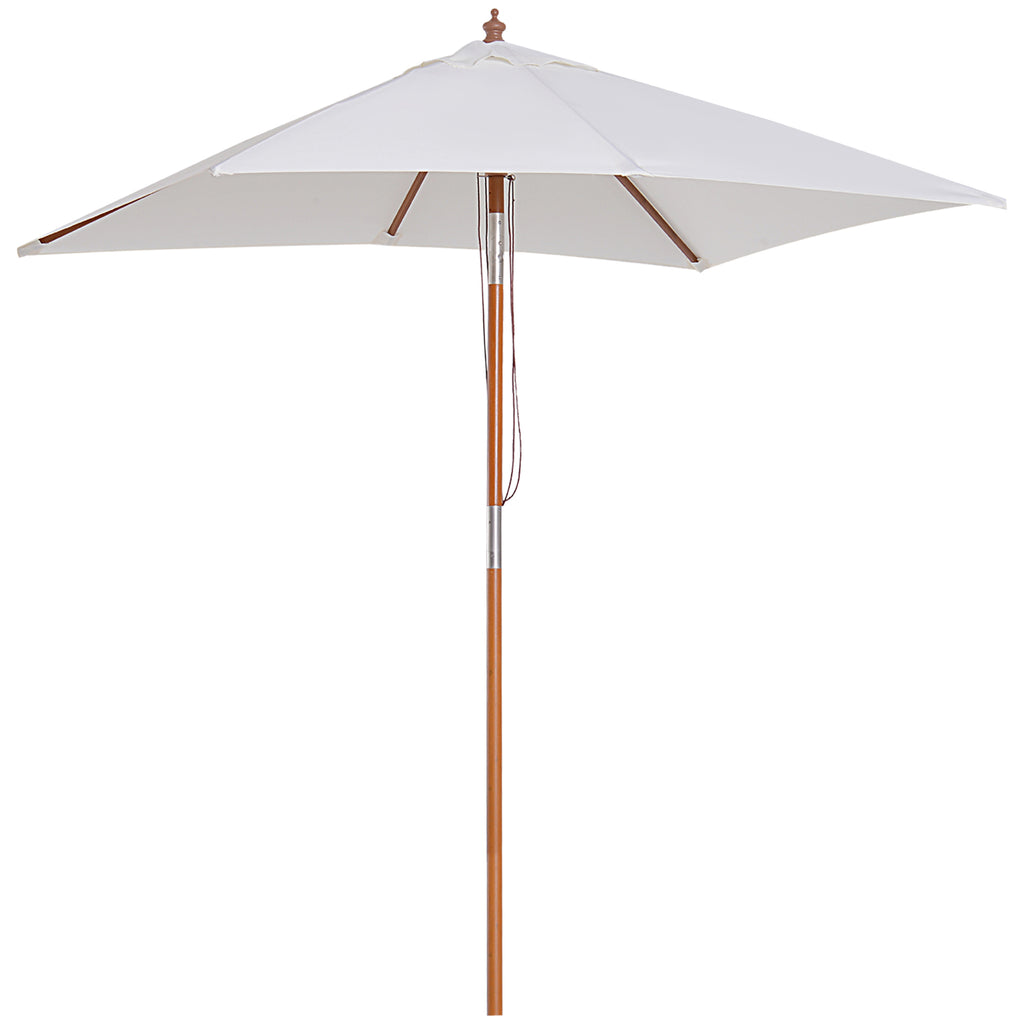 Outsunny Sonnenschirm 200 x 150 x 235 cm Knickbarer Gartenschirm 3-stufig einstellbar rechteckig Strandschirm wasserabweisend und UV-beständig für Strand Balkon Terrasse Garten Cremeweiß