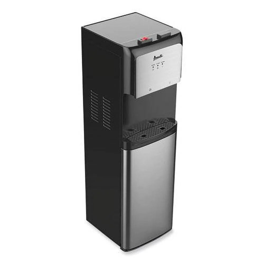 Avanti Bottom Loading Water Dispenser with UV Light, 3 to 5 Gal, 41.25 H, Black/Stainless Steel